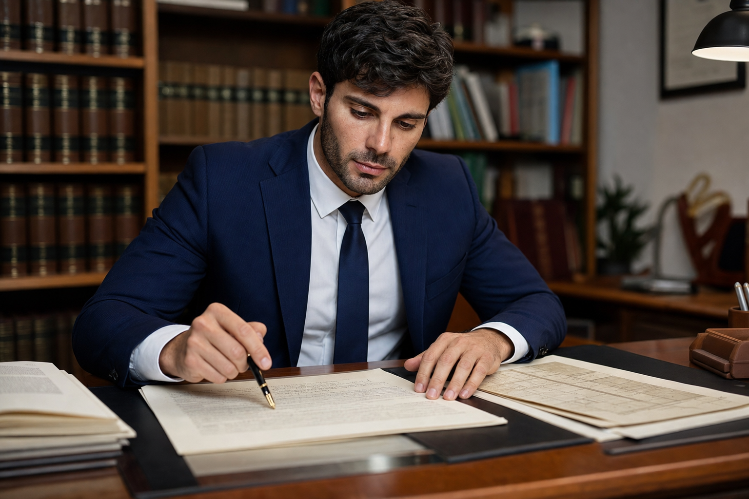 Avv. Francesco Gianfreda analizza documenti di successione in studio legale